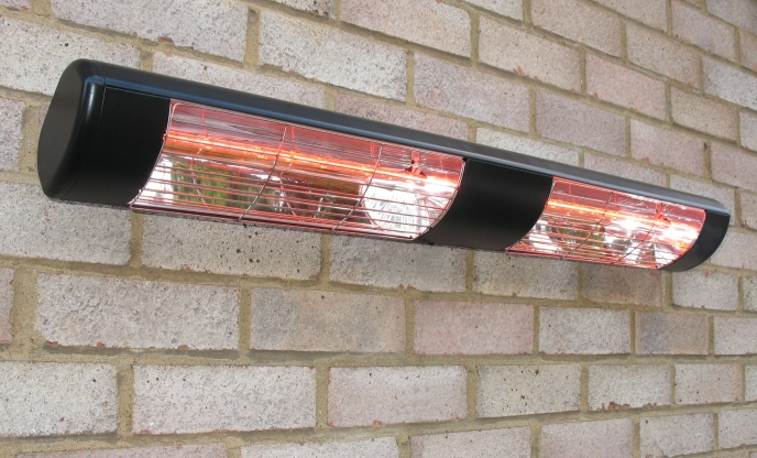 Chauffage de Terrasse Etanche Electrique 3kW Noir-Lampe Halogène Infrarouge à Quartz -IP55